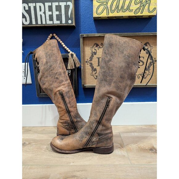 Bed Stu Manchester Tall Riding Boots Women's 9 Black Hand Washed Knee High - Picture 7 of 16